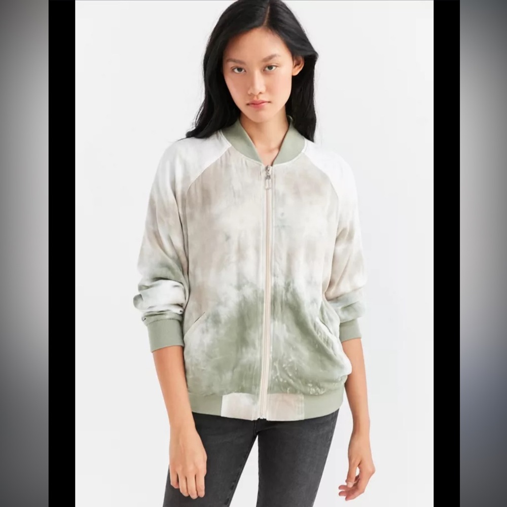 Without Walls‎ Women's NEW Reversible Tie-Dye Bomber Jacket Green Size Med